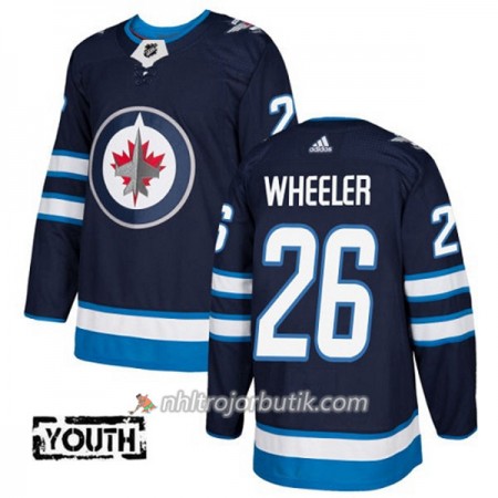 Barn Ishockey Winnipeg Jets Tröja Blake Wheeler 26 Adidas 2017-2018 Marinblå Authentic
